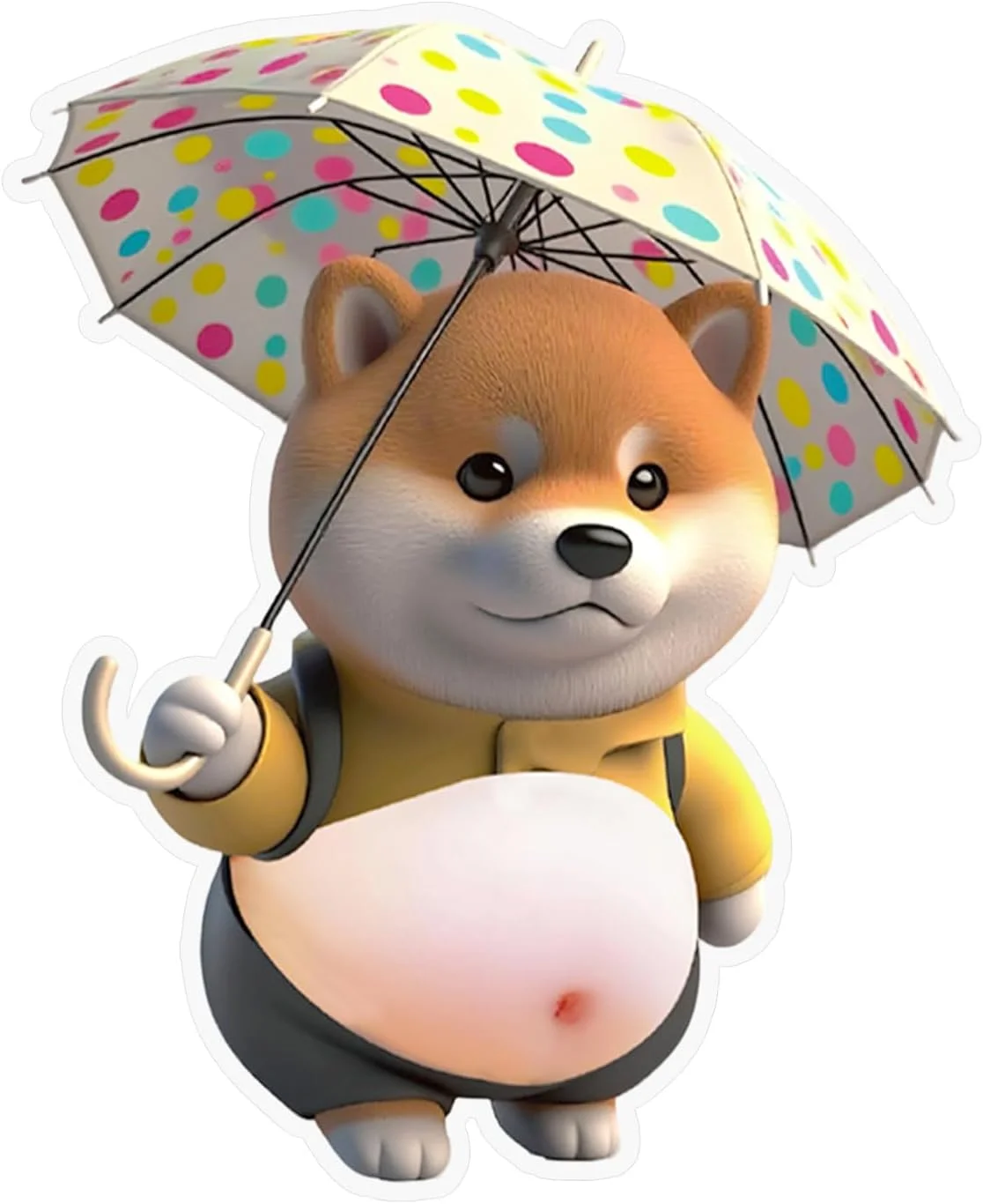 3D Shiba Inu Stickers – Cute Orange Apparel Shiba Inu Stickers, 3D Cute Chubby Shiba Inu (Design), Silicone Self-Adhesive