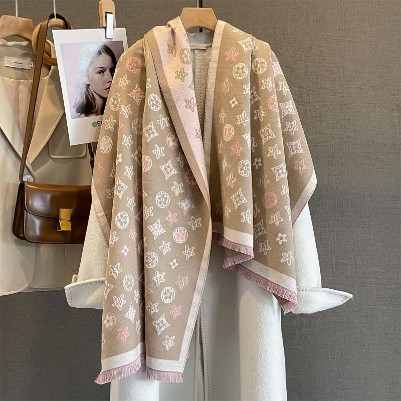

Autumn Winter New Imitation Cashmere Scarf Women's Versatile Neck Protector Jacquard Scarf Fashionable Warm Long Fringed Shawl