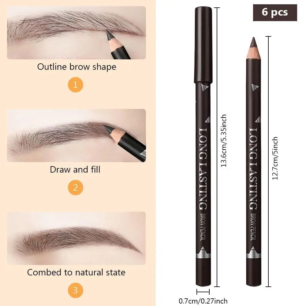 Matita per sopracciglia in legno calda Matite per sopracciglia dure-core impermeabili Eyeliner a prova di sudore per il trucco per principianti