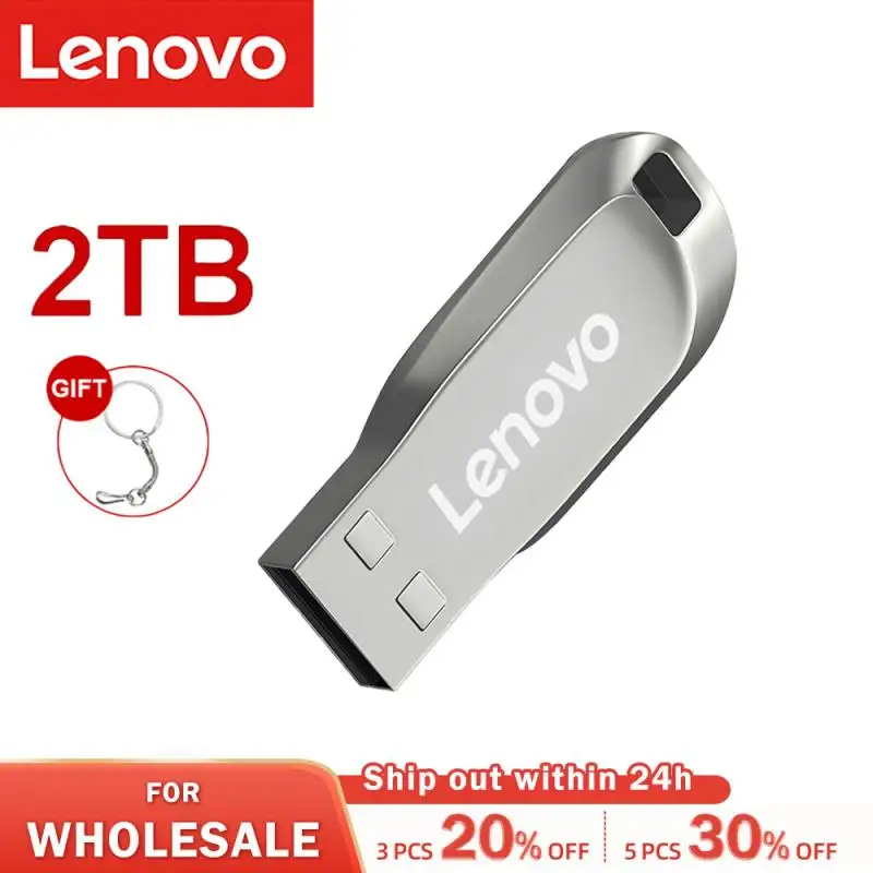 Lenovo Pen Drive 2 TB USB 3.0 asli, Flash Drive logam 1TB kapasitas besar kecepatan tinggi penyimpanan Transfer tahan air