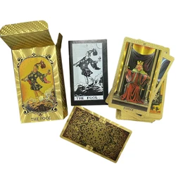 Gold Foil Tarot Cards Waterproof Whitch Divination Props Classic Catan Board Game Beginner Prophecy For Self-Learning Props