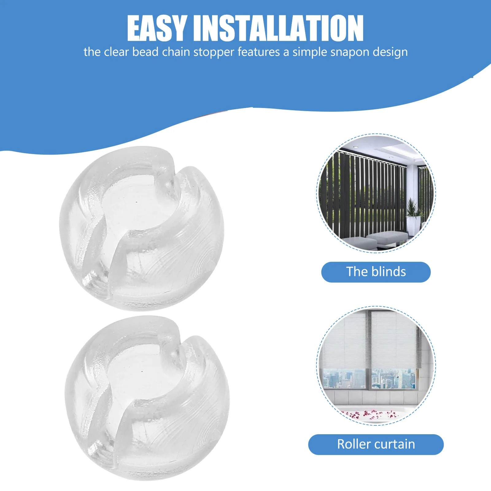 

50Pcs Transparent Beaded Chain Stopper Clear Buckle for Vertical Blinds Roller Shades Curtains Accessories Blind Stoppers