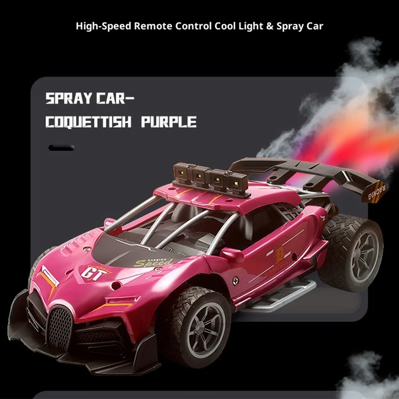 รถบังคับวิทยุความเร็วสูง ข้ามพรมแดน อัตราส่วน 1:16 ของเล่นรถไฟฟ้าสำหรับเด็ก ชาร์จไฟได้ 2.4G พร้อมฟังก์ชั่นพ่นละอองน้ำ จำลองการดริฟท์ ขับเคลื่อน 4 ล้อ