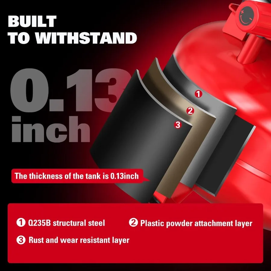 ضاغط هواء محمول 6 جالون 150 رطل لكل بوصة مربعة خزان فطيرة خالية من الزيت مع 10 قطعة مجموعة ملحقات لمشاريع DIY تضخيم آلام الإطارات