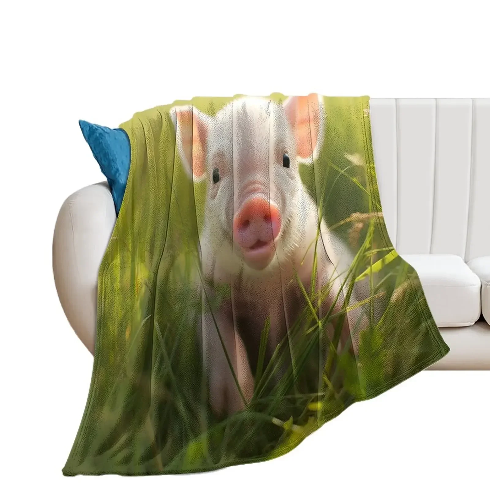 

Adorable potbelly pig digital print Throw Blanket Furry Decorative Beds Plaid on the sofa Shaggy Blankets