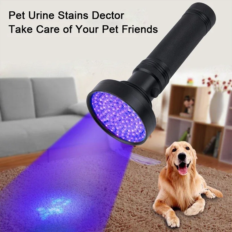 100 مصباح يدوي بالأشعة فوق البنفسجية LED ضوء أسود، مصابيح الأشعة فوق البنفسجية لبول الكلاب، بقع الحيوانات الأليفة، علاج علة السرير والراتنج، مكتشف العقارب