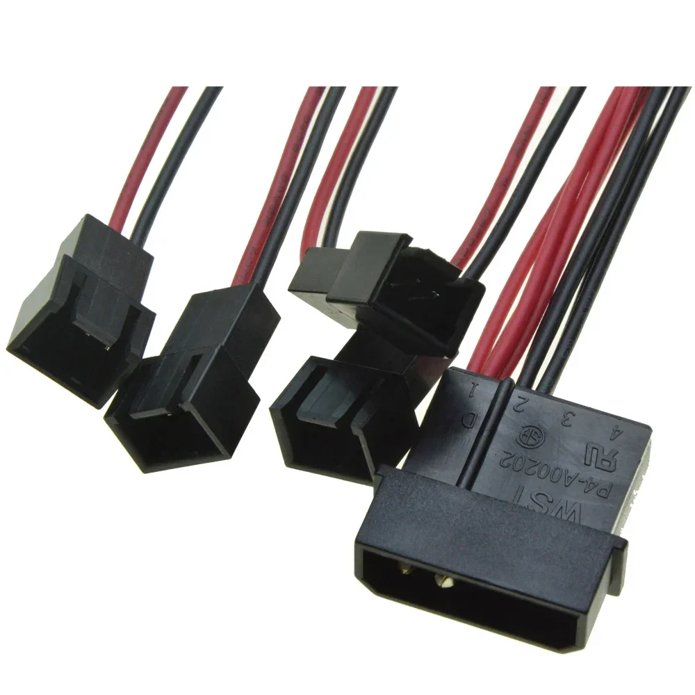 Molex IDE Male Port 1 to 4 ways 3Pin Fan Male port Cable D plug to3 Pin cooler Y Splitter Power supply Cable 12V