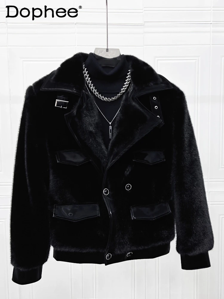 

Fashion Faux Mink Fur Warm Faux Fur Jackets Men 2025 Autumn Winter New Stylish Jackets Male Handsome Trendy Fur Integrated Coats