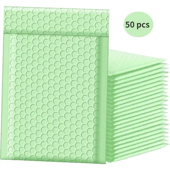 50pcs green bubble buffer anti-fall protection waterproof black plastic Pe packaging bag courier package envelope white mailers