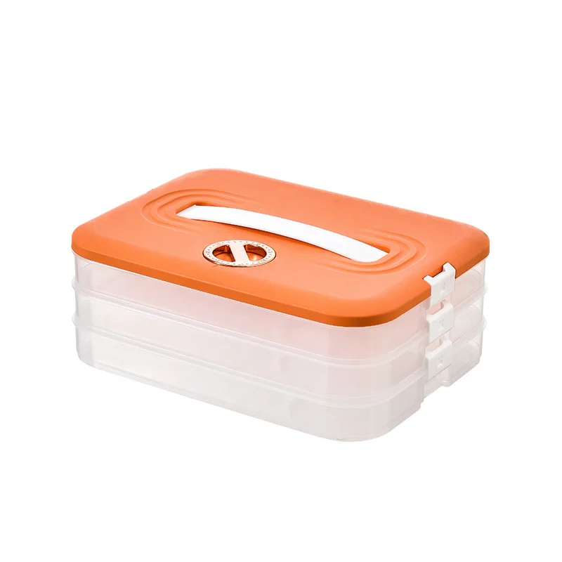 

1Pc Kitchen Refrigerator Dumpling Food Storage Box Portable With Timing Crisper Multi-layer Combination Storage Box