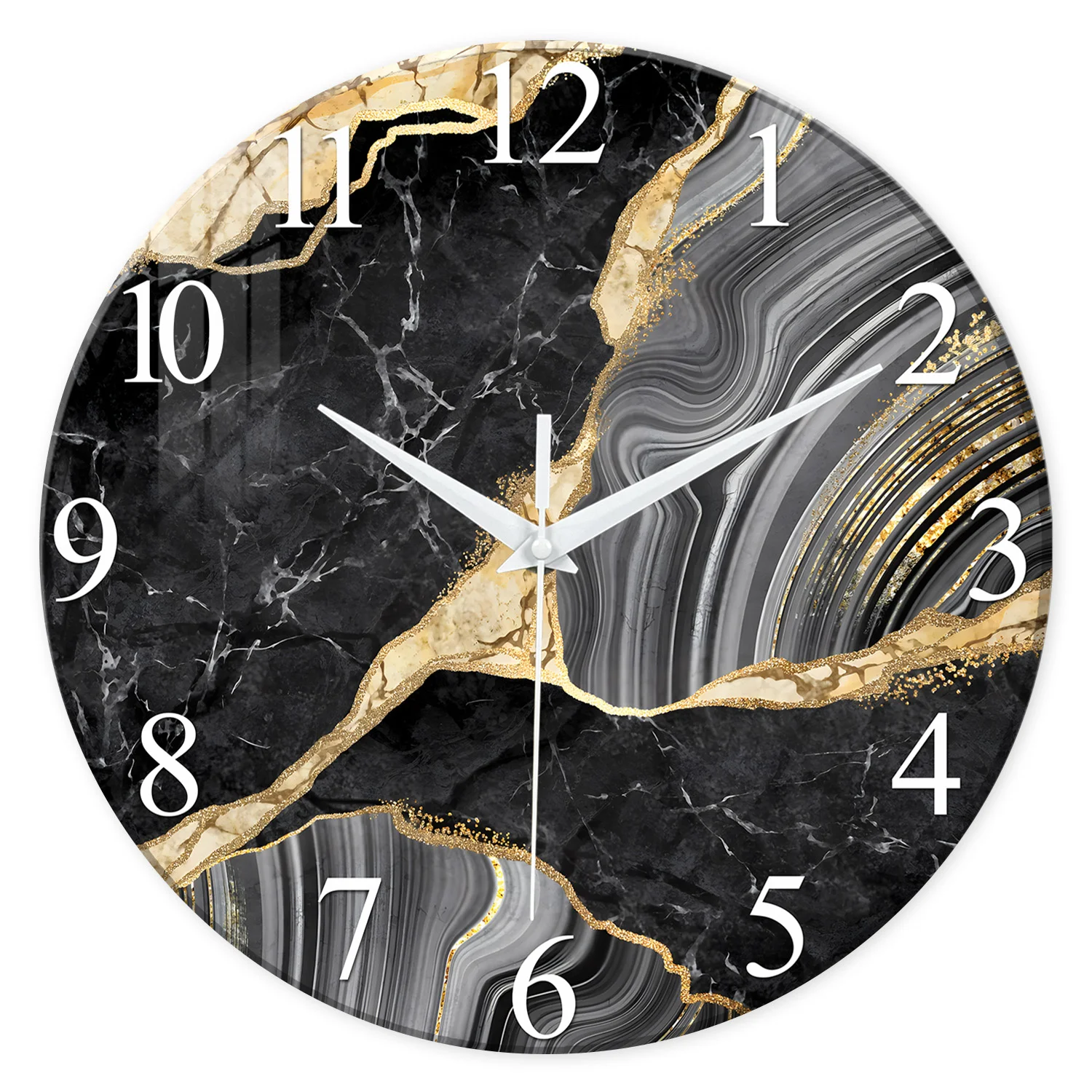 12 inch modern personality abstract wall clock Silent quartz clock 4MM tempered glass living room bedroom wall decoration custom