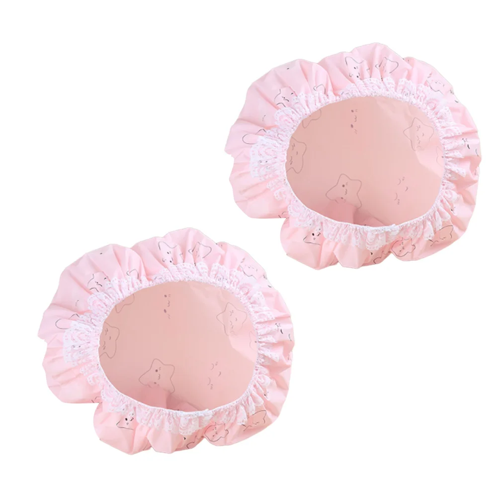 

2Pcs Waterproof Bathing Cap Durable Hair Protection Shower Cap for Women Makeup Salon Deep Conditioning Bath Caps