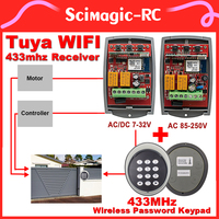 1/3/5/10pcs Tuya WIFI 433MHz Receiver 2ch 433.92mhz Garage Door Opener Universal Learning/Fixed/Rolling Code Keypad RF Control