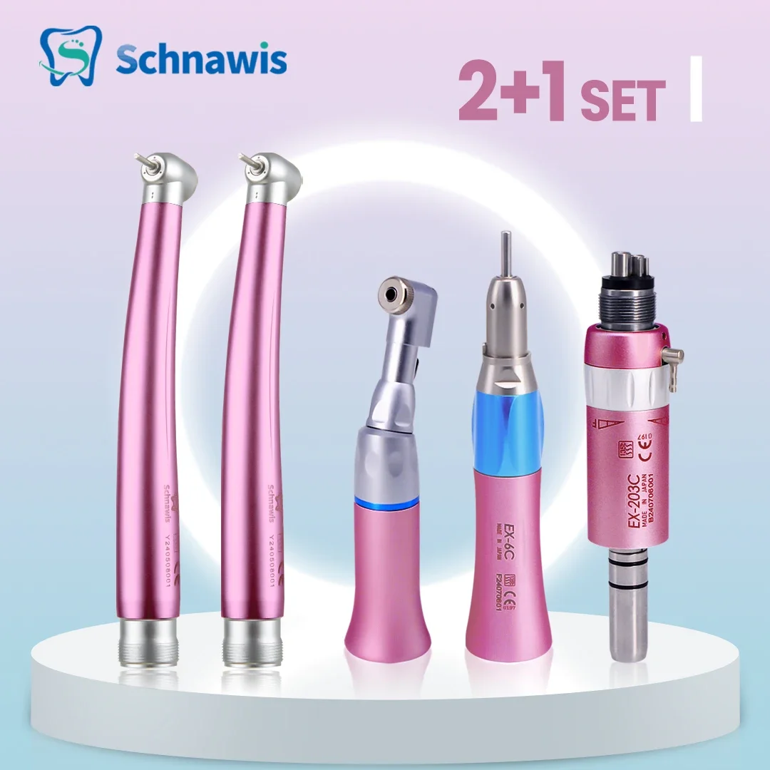 

Colorful Dental Low Speed &High Handpiece Kit Push Button Contra Angle Single Way Water Spray Air Turbine B2 M4 Polishing Tool