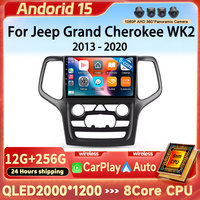 Android 15 Car Radio For Jeep Grand Cherokee WK2 2013 - 2020 Head Unit Stereo 360 Camera QLED GPS Multimedia Player Navi Carplay