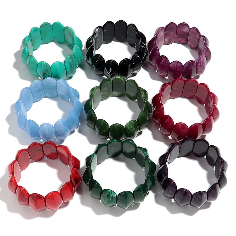 Vintage Acryl Gestreckt Große Breite Armbänder Armreifen für Frauen Trendy Harz Geometrische Große Marmorierte Manschette Armreif Modeschmuck – Detail 9