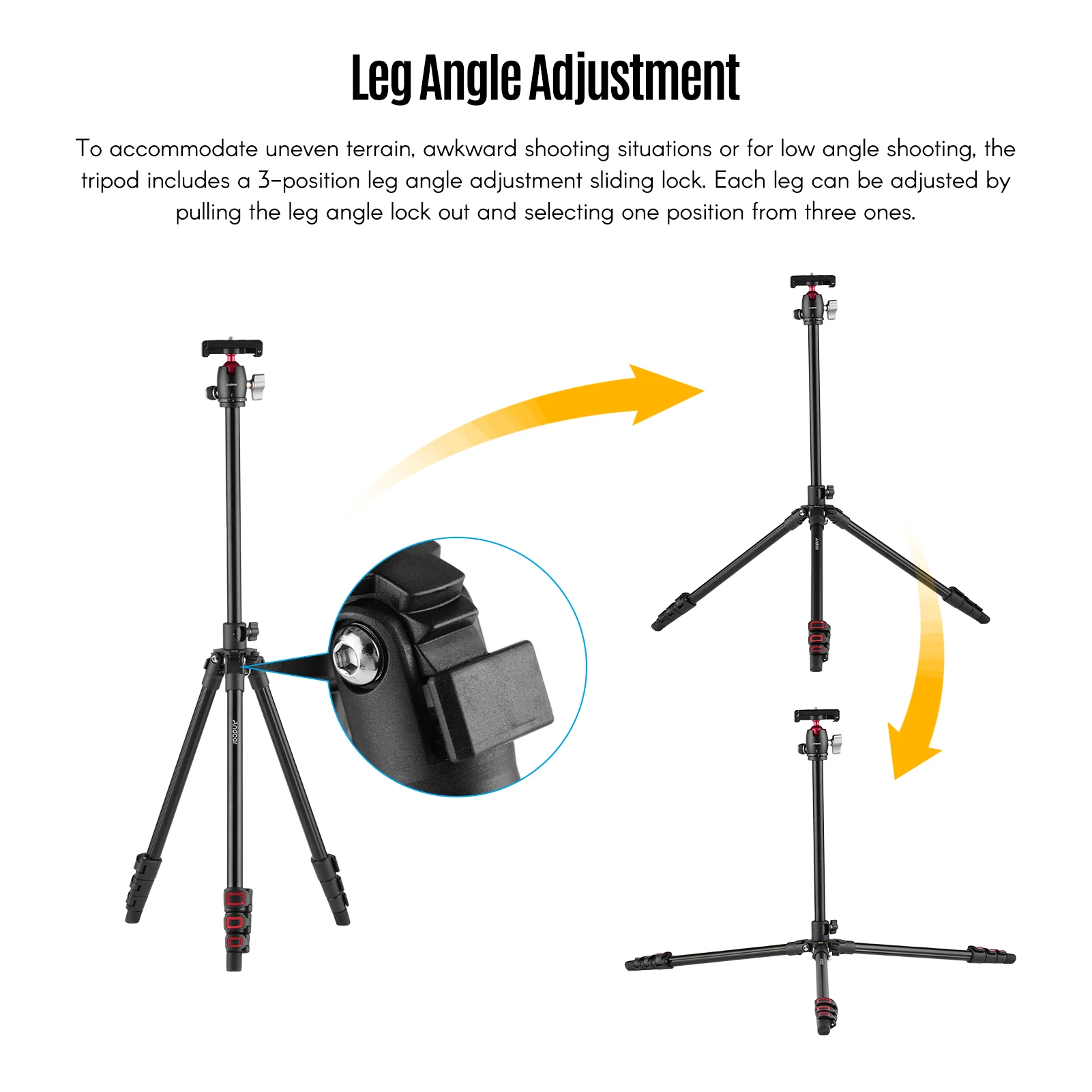 Andoer Q160H Camera Tripod Horizontal Mount Travel Tripod with 360° Panoramic Ball Head for DSLR ILDC Cameras DVs Smartphones