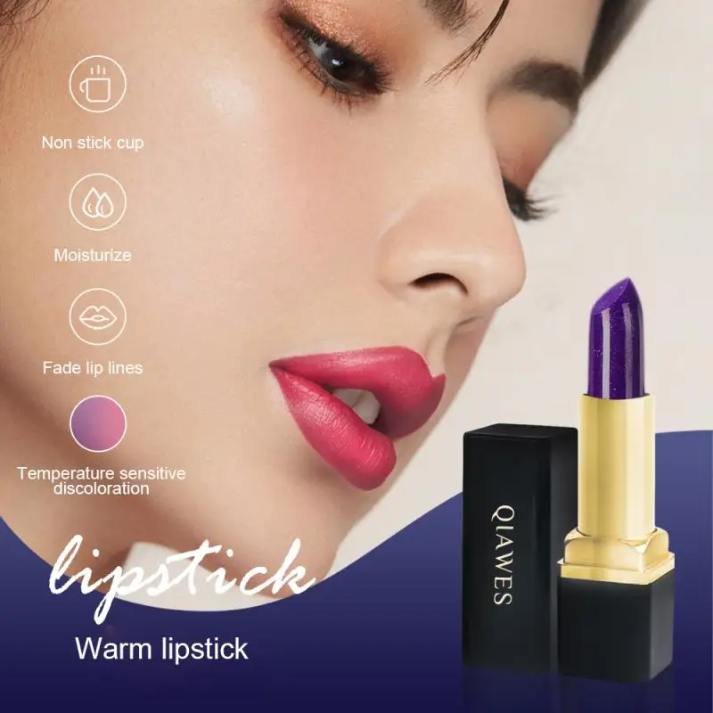 Color Changing Lipstick Waterproof Non-stick Cup Long-lasting Smudge Proof Moisturizing Temperature Change Lipstick