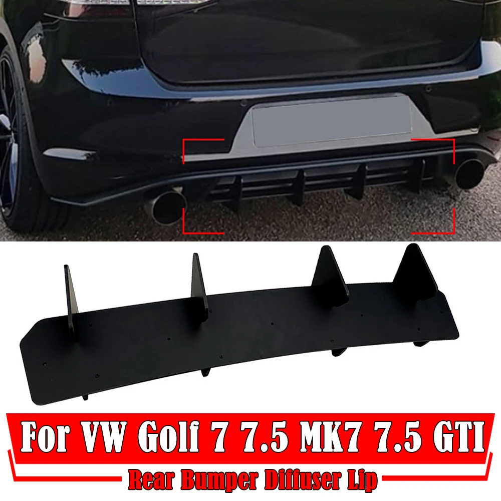 

For Volkswagen Golf 7 7.5 MK7 7.5 GTI Car Rear Bumper Diffuser Black 4 Fins Rear Side Splitters Spoiler Bodykit Tuning Accessory