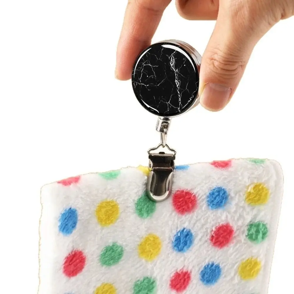Portable Metal Retractable Towel Clip with Steel Wire Punch-Free Towel Rack 4cm Self-Rewinding Hand Towel Holder Bathroom