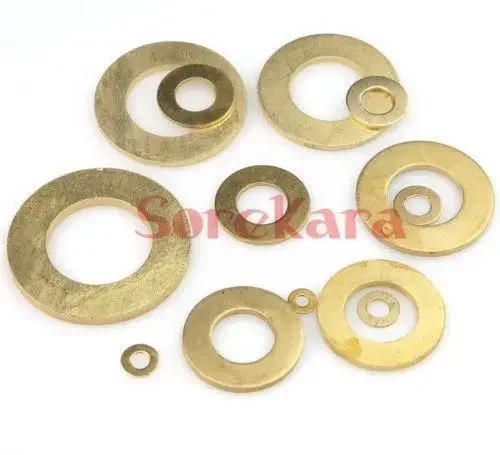 Pack of 50/100 M2.5*6*0.5mm/M3*6*0.5mm/M4*9*0.8mm/M5*10*0.8mm/M6*12*1mm/M8*16*1.2mm/M10*20*1.5 Metric Brass Flat Thick Washers