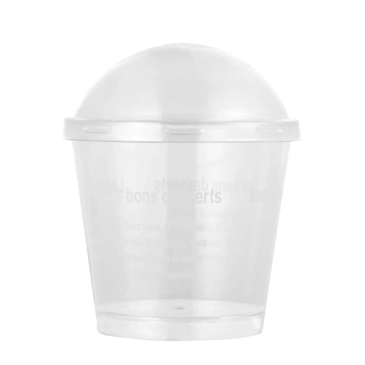 

50 Sets Wooden Cup with Lid Plastic Dessert Cups Mousse for Bakery Muffin White