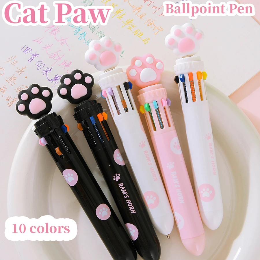 kawaii gato pata dos desenhos animados silicone chunky caneta esferografica material de escritorio escolar papelaria presente 10 cores pc 01