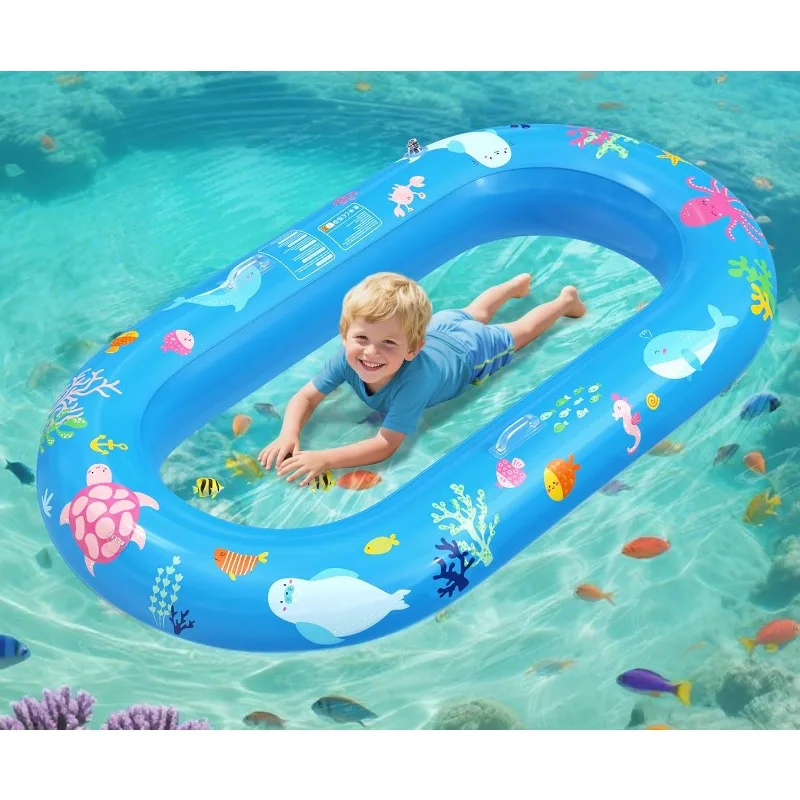 

Clear Bottom Inflatable Pool Floats, Inflatable Boat for Kids Double Air Chambers,Kids Pool Toys Raft with Large Underwater View