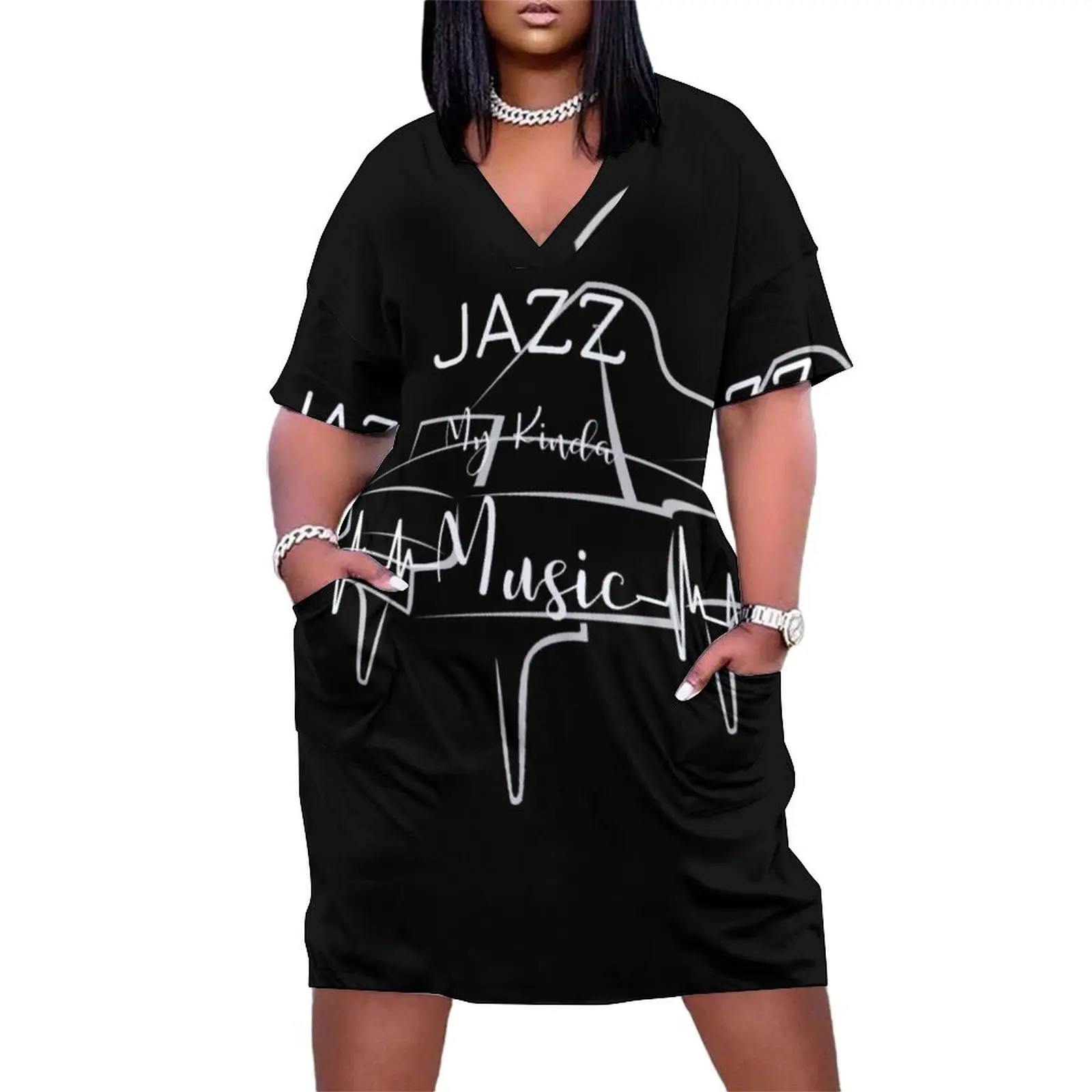 

Jazz. My Kinda Music Loose Pocket Dress dress women summer Female dress for pregnant women beach