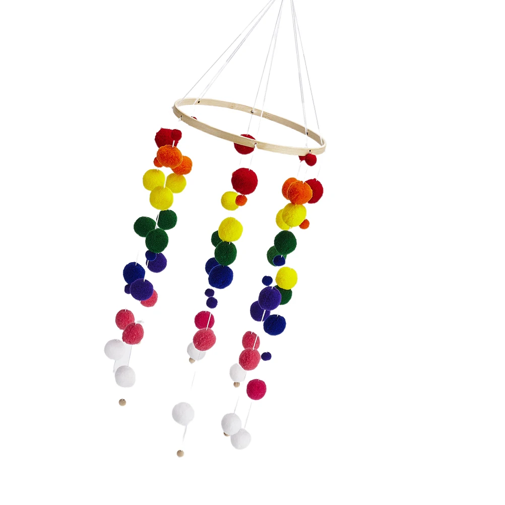 Ciondolo palla di pelo da appendere alla parete, decorazione per la casa, soggiorno, camera da letto, appartamento, dormitorio, ornamento, regalo colorato in stile etnico nordico bohémien