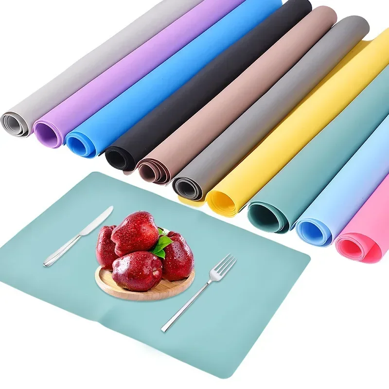 

60/40cm Oversized Food Grade Silicone Waterproof Placemat Heat Insulation Anti-Skidding Washable Table Mat for Kitchen Dinner