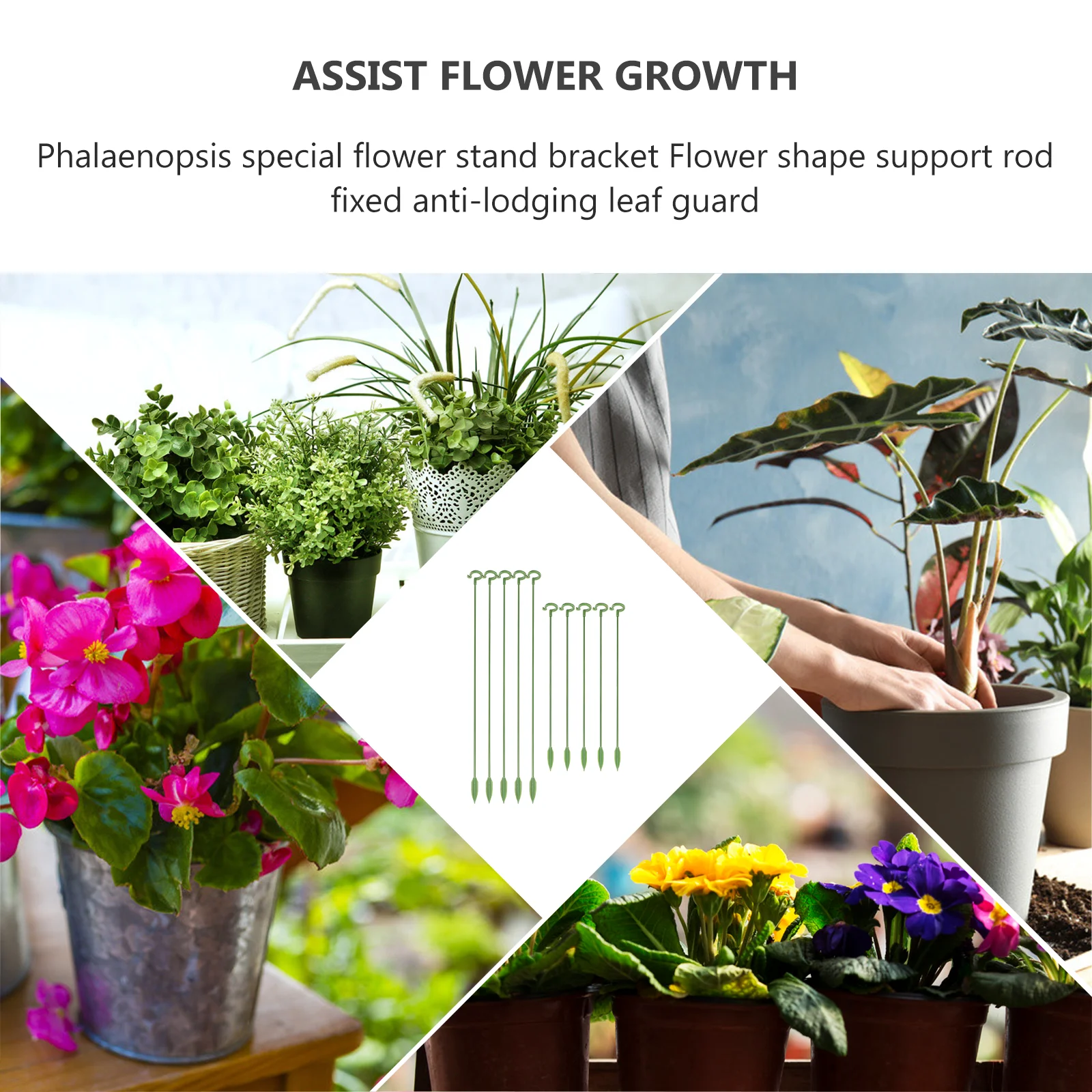 

10Pcs chid s 27cm 37cm Flower Support Pole Green Flower Support Poles Small Plant Brackets Gardening Supplies Anti Toppling