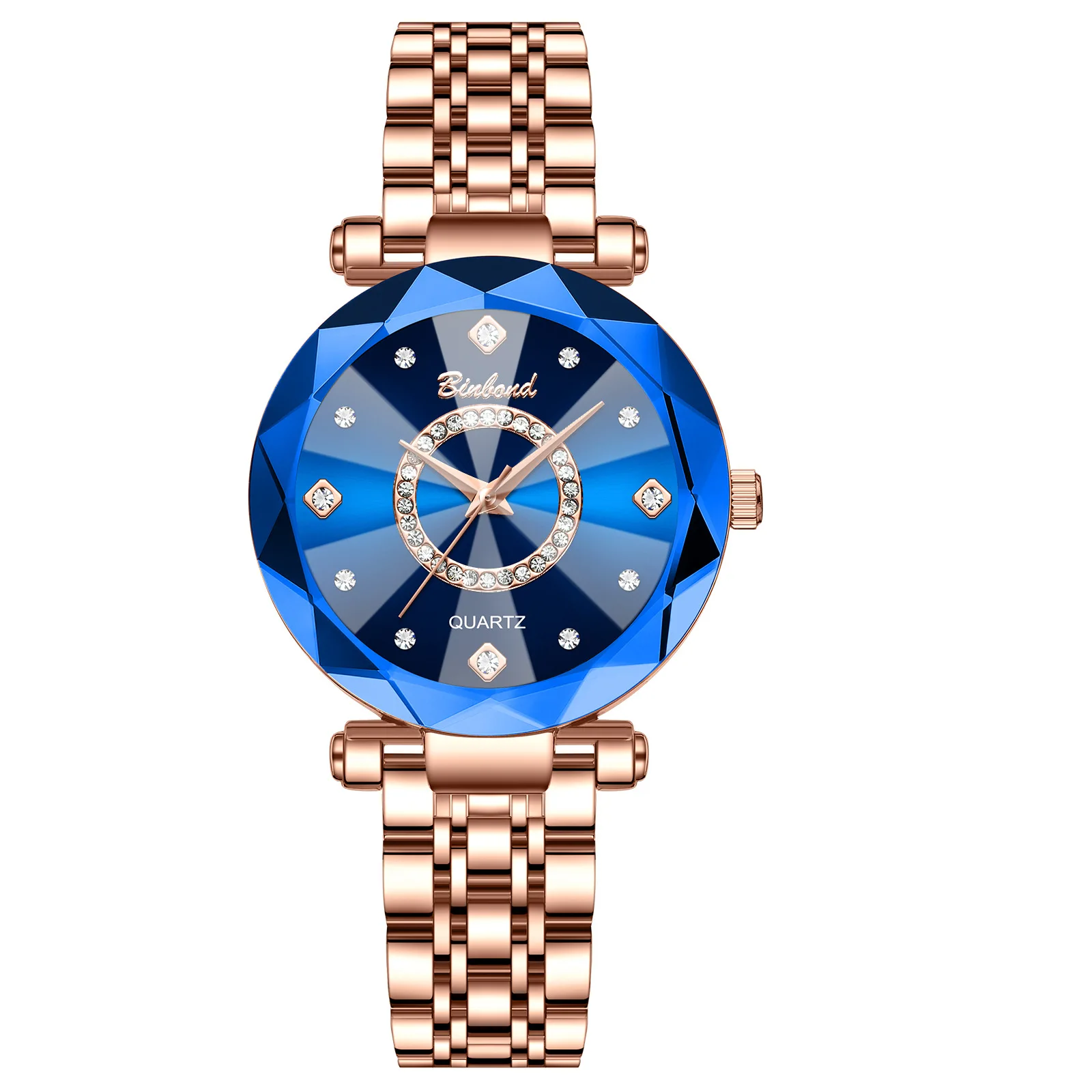 Reloj de mujer, marca de lujo ligera, corazón de océano, cielo estrellado, cristal brillante con múltiples bordes, acero de precisión, relojes de cuarzo a la moda para mujer