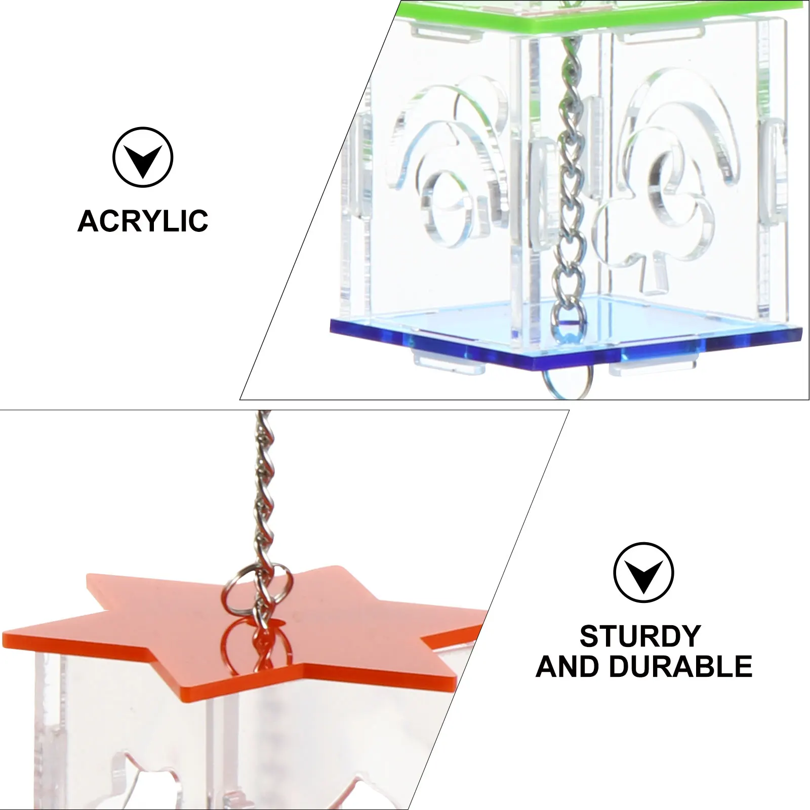 

Hexagon Acrylic Bird Feeder Foraging Parrot Food Holder Durable Sturdy Safe Training Exercise Claw Mouth Pet Gift Easy Install