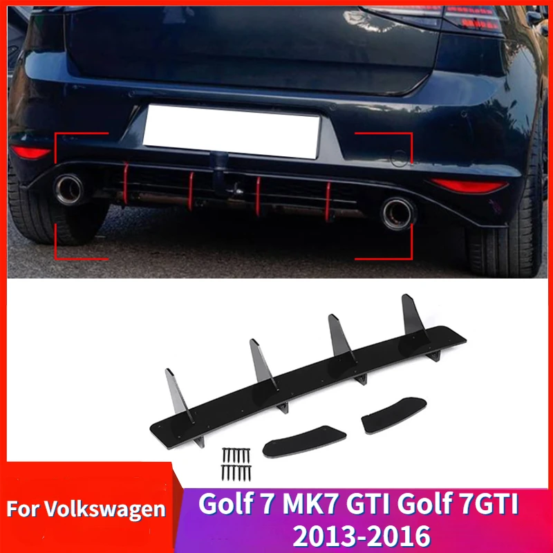 

Car Rear Bumper Diffuser for Volkswagen Golf 7 MK7 GTI Golf 7GTI 2013-2016 Rear Side Splitters Spoiler Lip 4 Fins Diffuser Kits