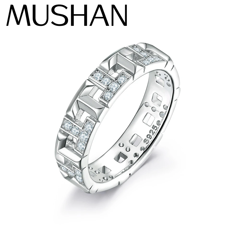 

MuShan Jewelry 925 Sterling Silver Ring Wedding Band High Carbon Diamond Gift Her Luxury Jewelry Women Rings Fine Jewelry