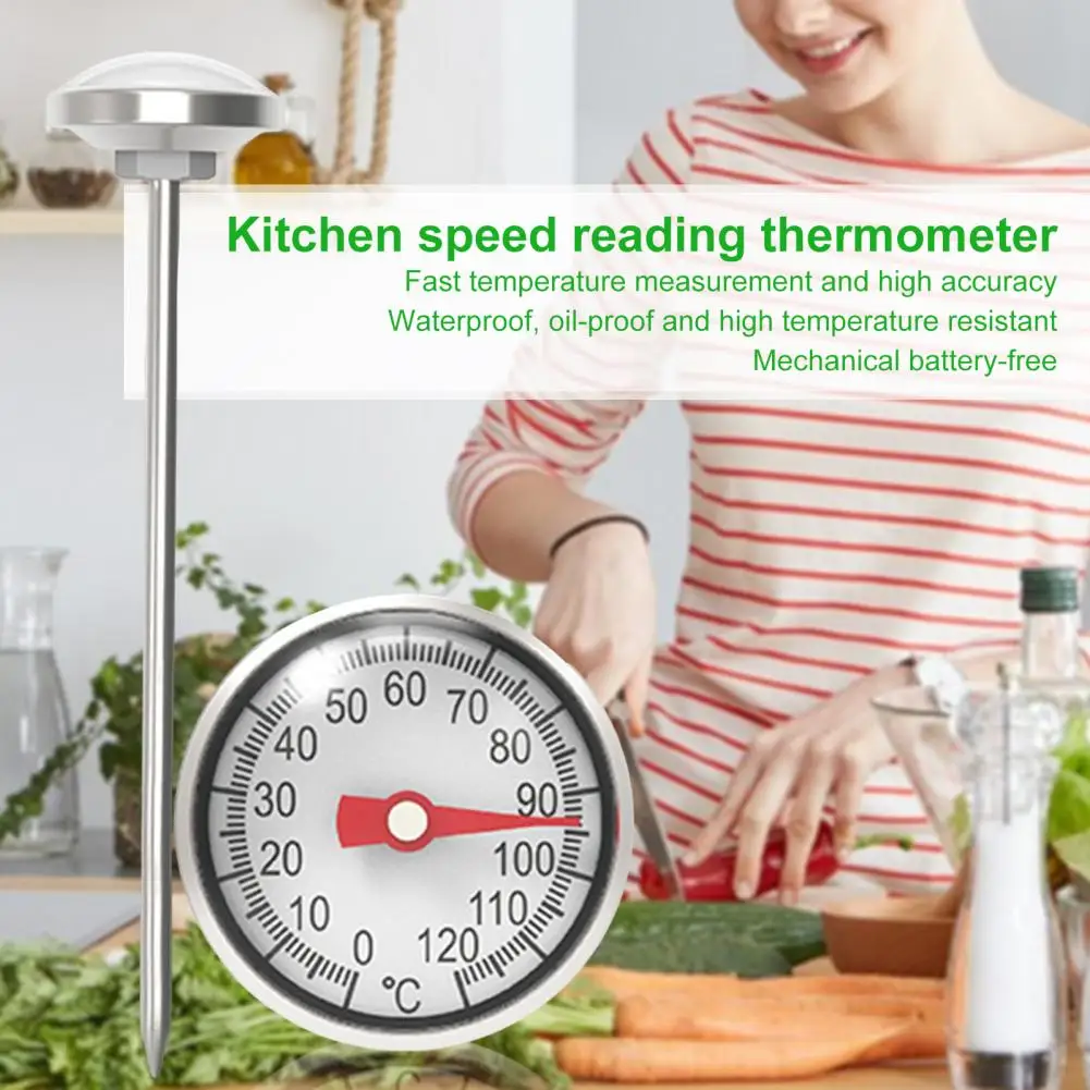 Stainless Steel Food Thermometer Physical Sensing No Battery Required Precision Milk Tea Coffee Drinks Thermometer Home Kitchen