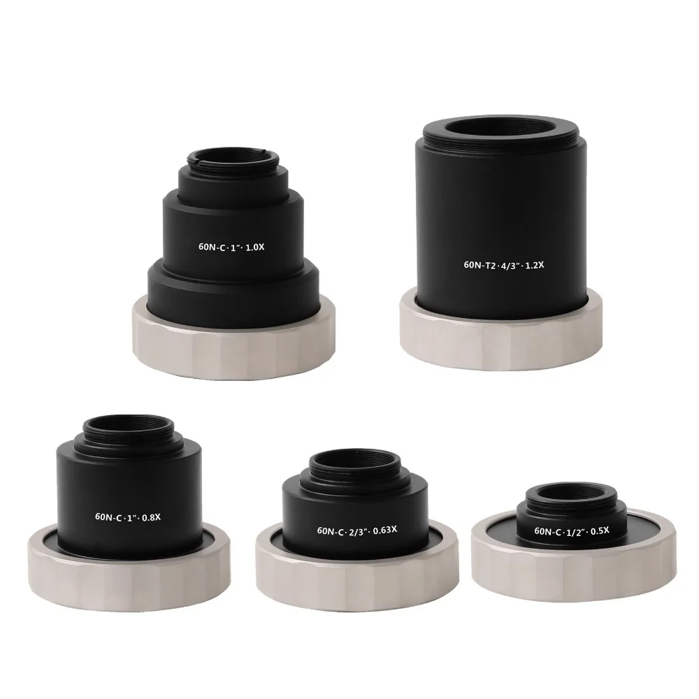 

60N Microscope C-mount 0.5X 0.63X 0.8X 1X 1.2X 1.5X Adaptor Compatiblefor Leica Microscopio Phototube to C/T2/ M52-Mount Adapter