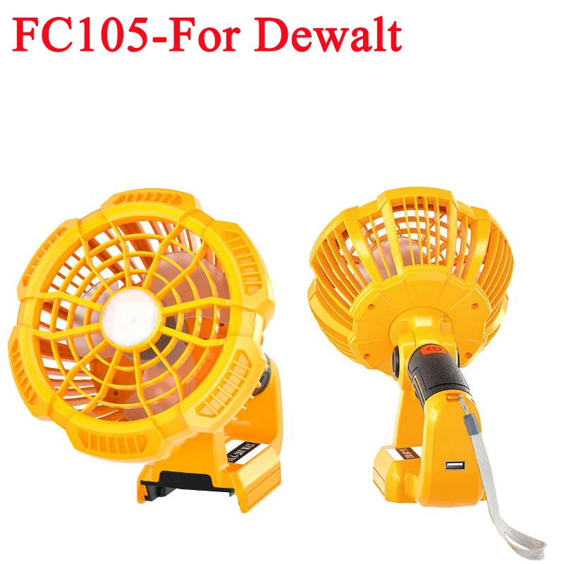 For Dewalt 20V Li-Ion Battery Portable Cordless Fan Battery Powered Camping Fan with Remote Control and 3 Wind/Brightness Modes