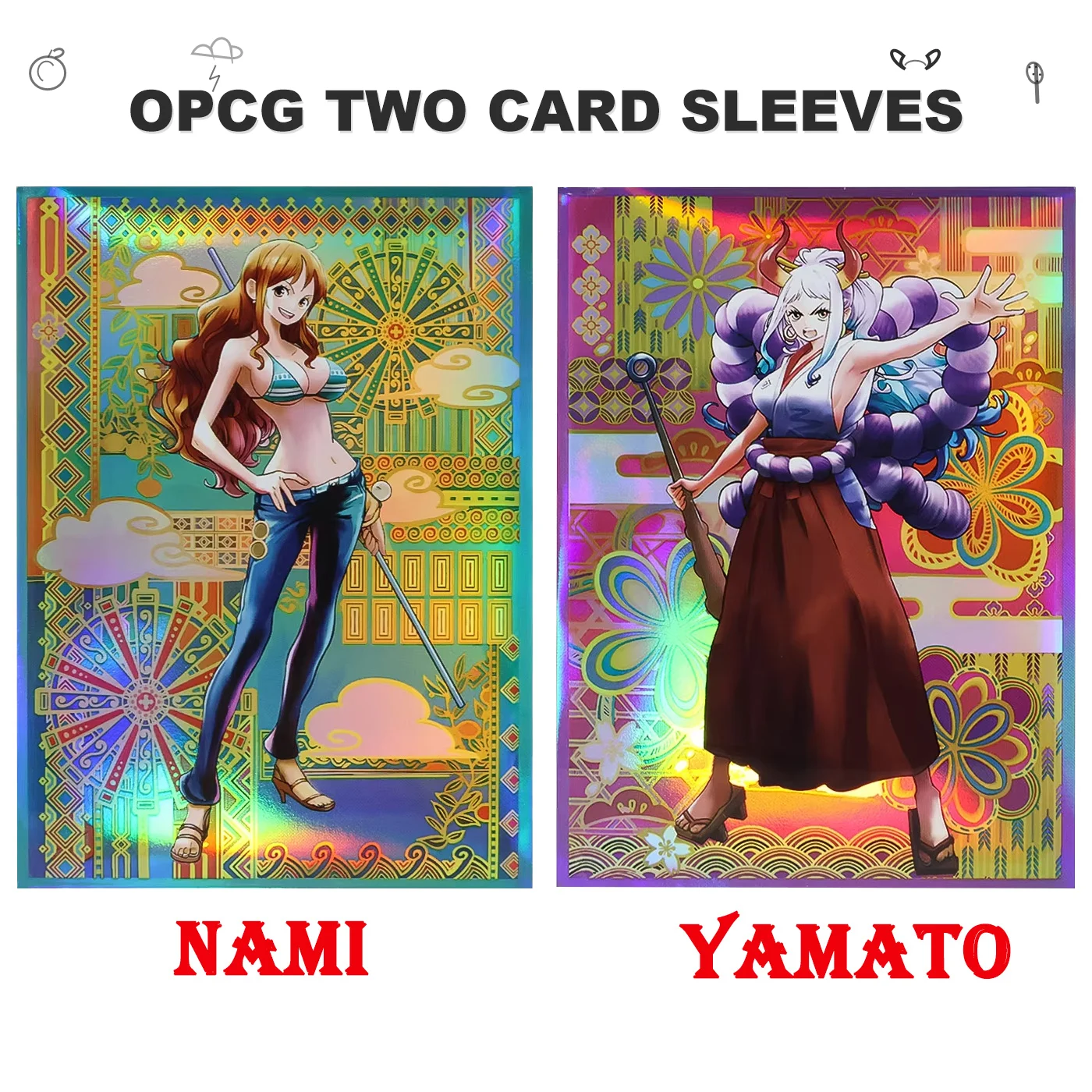 60 Stück Holographische OPCG-Kartenhüllen Nami Yamato Standardgröße 67x92MM zum Schutz von Brettspiel- und Sammelkarten
