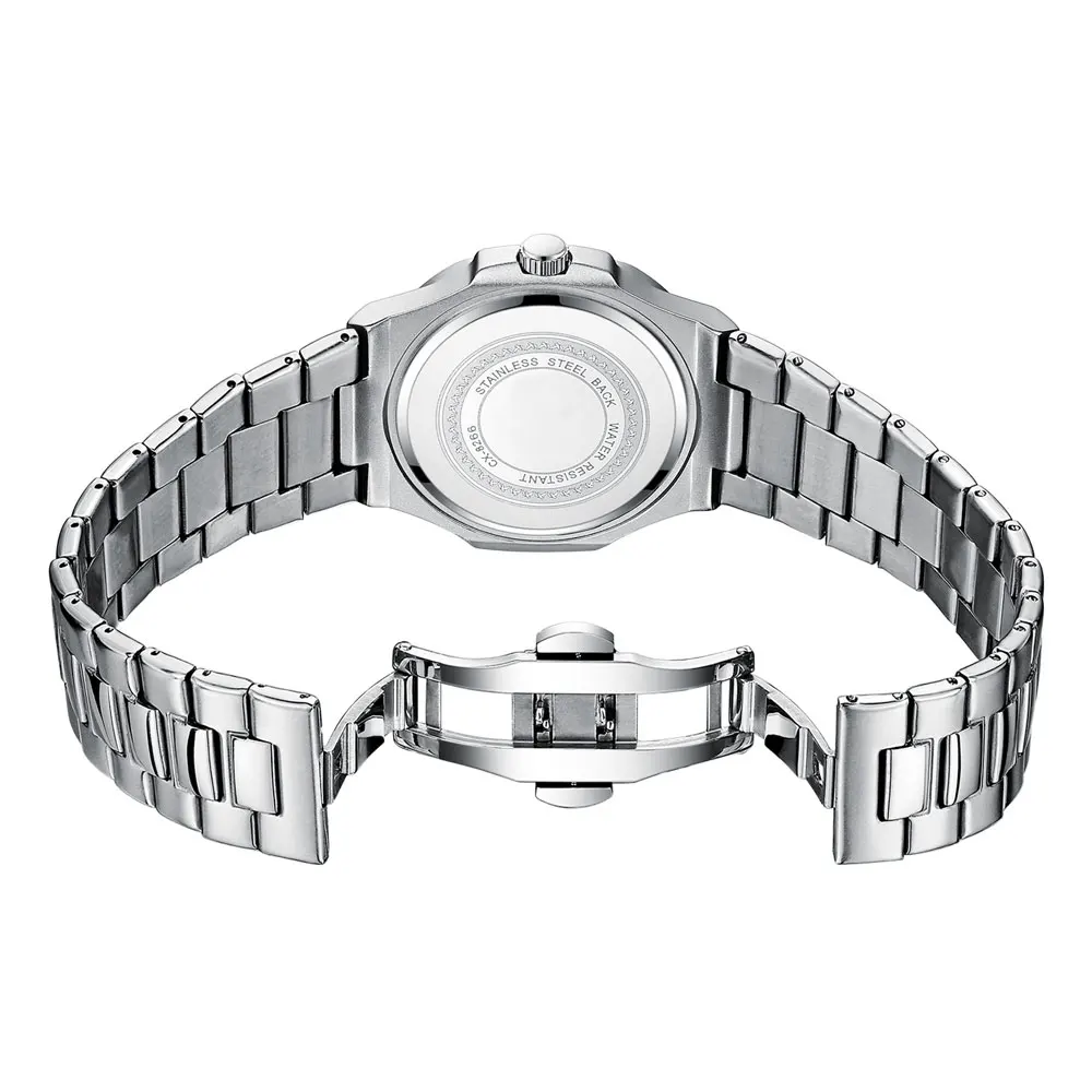 ساعة CHENXI الفاخرة للرجال كوارتز مربعة من الفولاذ المقاوم للصدأ مقاومة للماء وتاريخ مضيء كاجوال لساعة الذكور