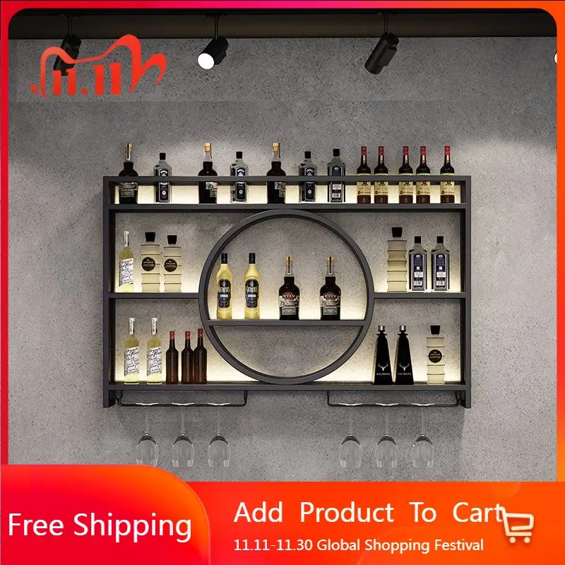 เหล็กหรูหราบาร์ชั้นวางไวน์ตู้แสดงร้านอาหารโมเดิร์นชั้นวางไวน์แดงผนังสูงป้ายOutvertsเฟอร์นิเจอร์บ้าน