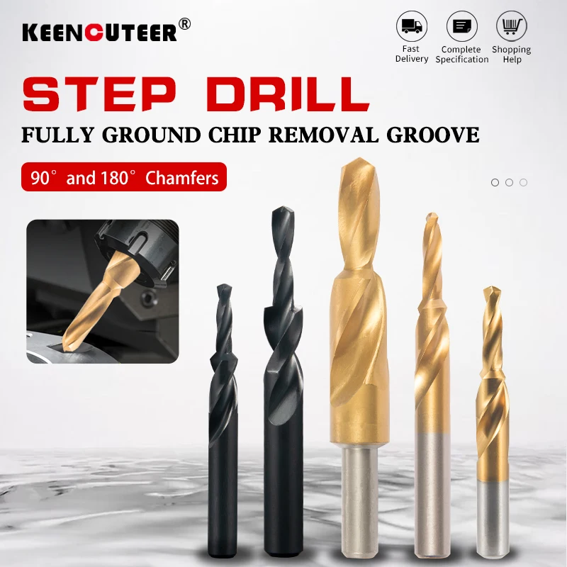 

1PCS Counterbore Twist Step Drill 90/180 Degree Cobalt-containing HSS M3 M4 M5 M6 M8 M10 M12 Metal Drilling Chamfer Step Drill