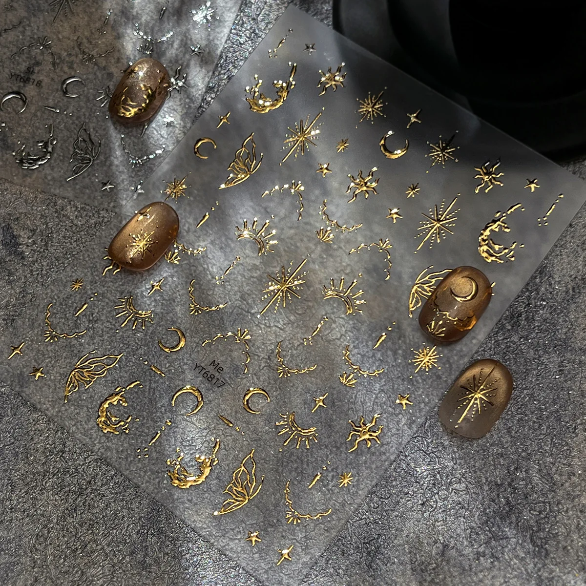 الذهبي كرة الثلج شجرة عيد الميلاد ملصقات الأظافر الشتاء ندفة الثلج الأحمر القوس الفاخرة 5D كريستال الماس ذاتية اللصق ملصقات أظافر ذاتية الصنع #1