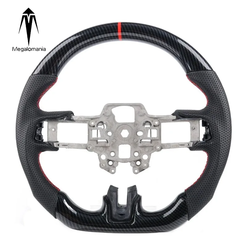 For Ford Mustang 2018 2019 2020 2021 2022 2023 GT350 GT500 Real Carbon Fiber Perforated Leather Steering Wheel Car Accessories