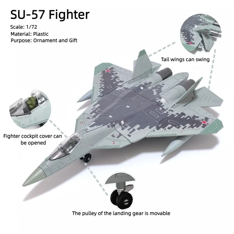 SU-57S F-14 SU-25 Montage-Simulationsmodell aus Kunststoff Kampfflugzeug Militärisches Ausstellungsmodell Kreatives Geschenk – Detail 6