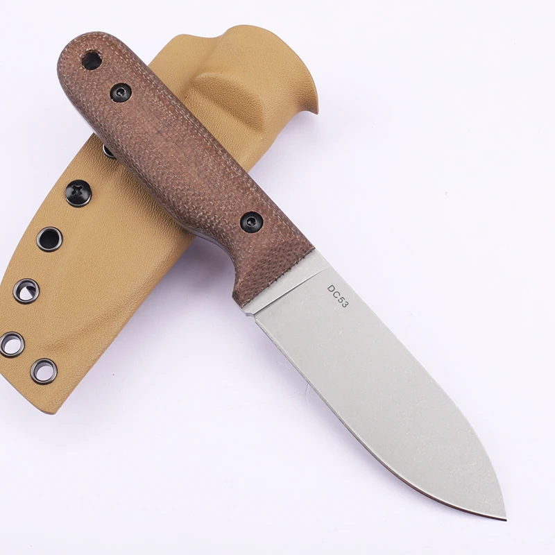 New DC53 blade linen handle integrated steel outdoor camping hunting fishing survival bag fruit EDC tool gift knife
