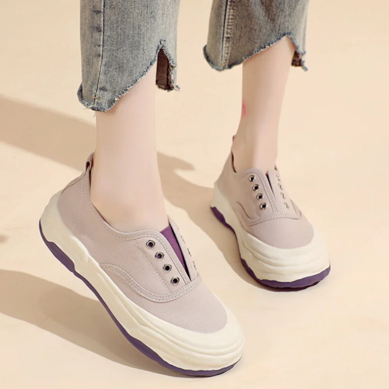 Women One Foot Canvas Shoes Summer New Simple Flat Sole Single Shoes Fashion Breathable Casual Shoes Pregnant Shoes mujer sapato