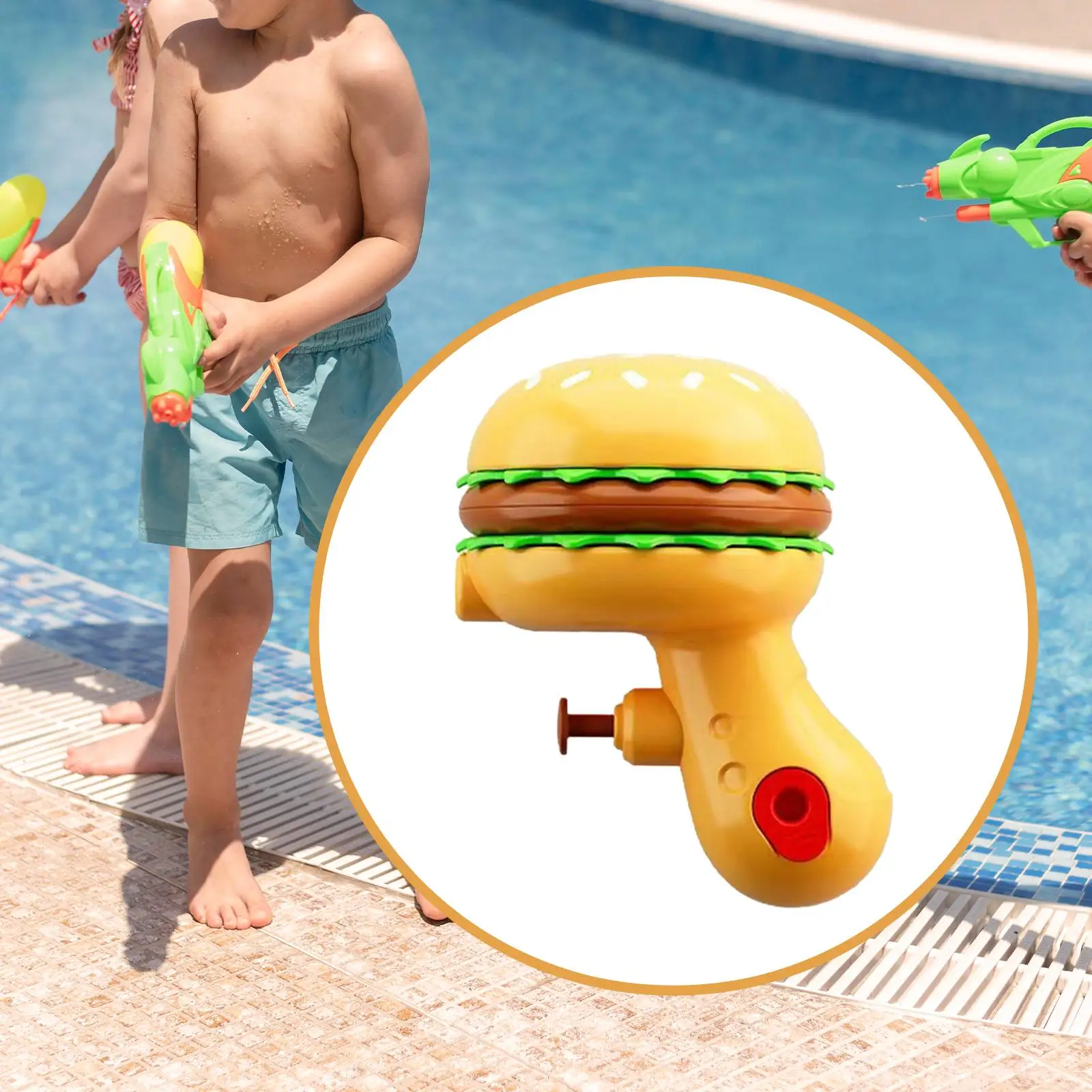 Water Squirter for Kids Party Favors Hamburger Shaped Cartoon Pool Toy Water Fight for Park Backyard Outdoor Swimming Pool Beach