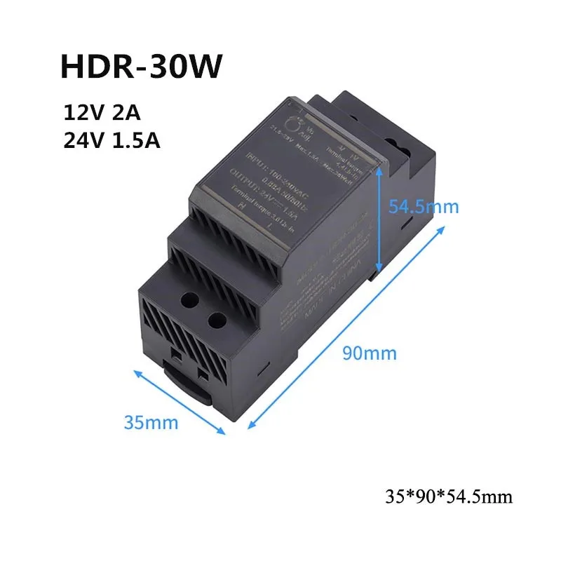 ZJIVNV Ultra thin DIN Rail Switching Power Supply 12V  24V HDR-15W 30W 60W 100W 150W Slim LED Driver Transformer AC TO DC